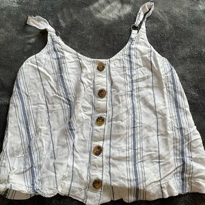 Hollister White and blue striped tank top